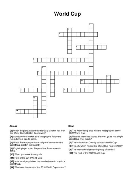 Fifa world cup cheer crossword clue. Things To Know About Fifa world cup cheer crossword clue. 